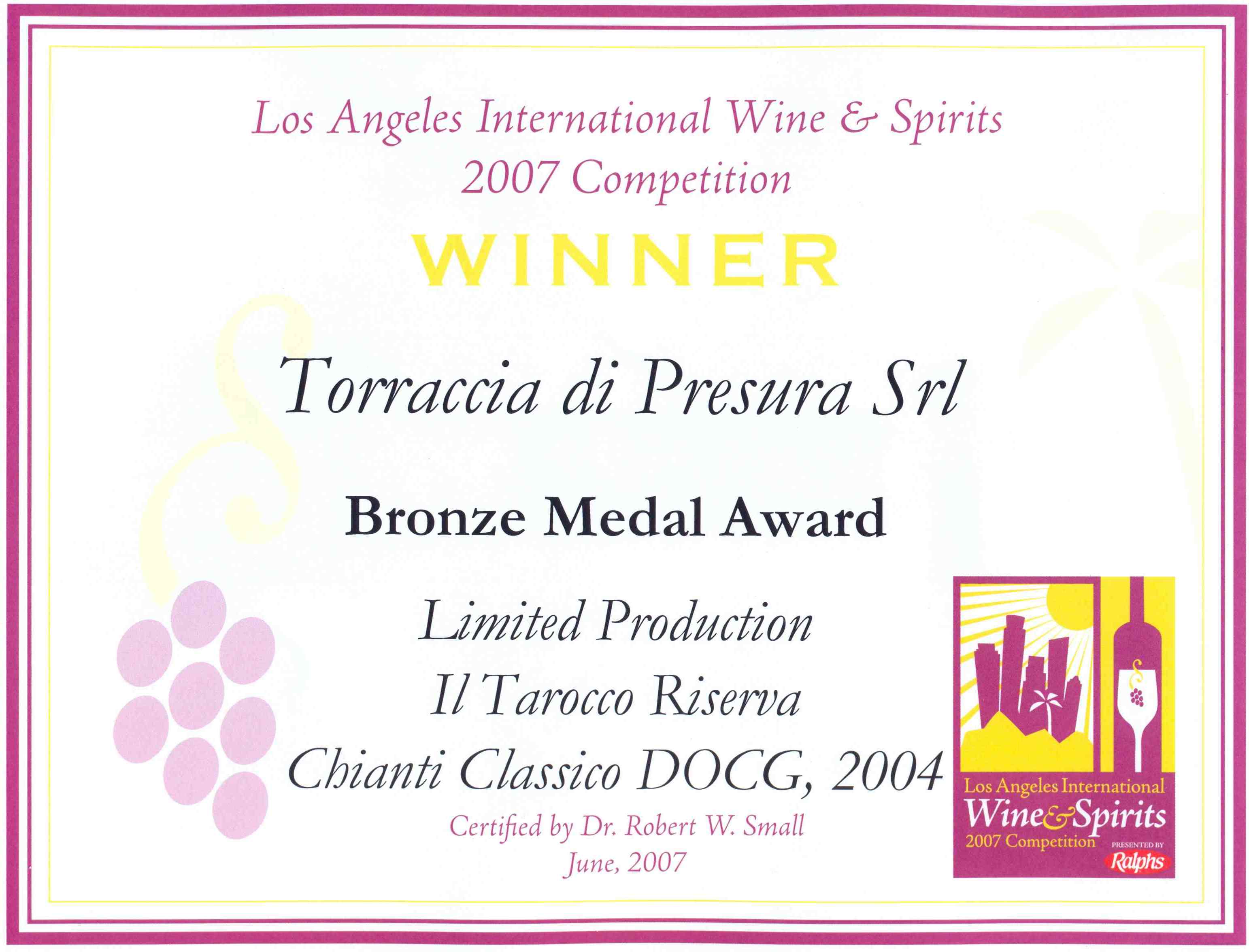 46 TARRIS 2004 LA Intl Wine Competition 2007 2007